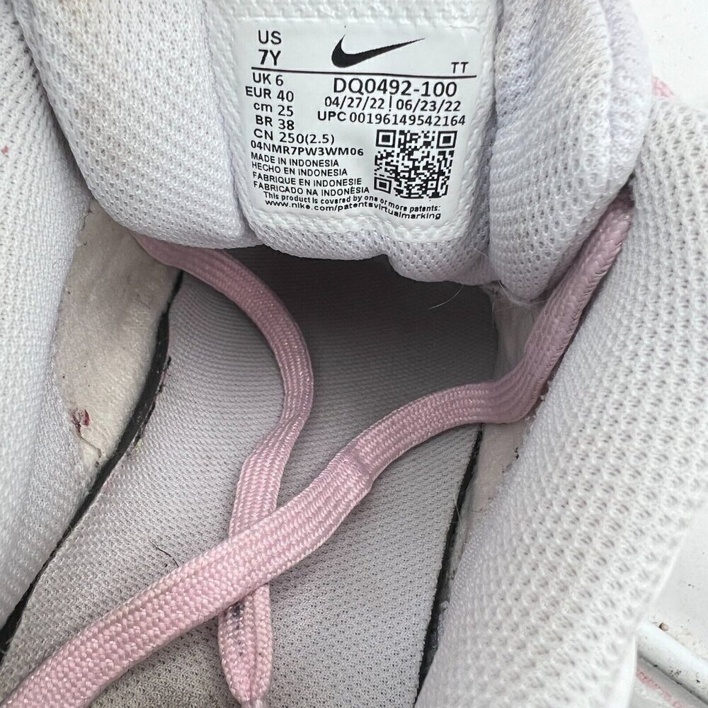 Nike Court Borough Low 2 Youth Size 7Y Women 8.5 DQ0492-100 White Pink Foam Shoe - Picture 12 of 13